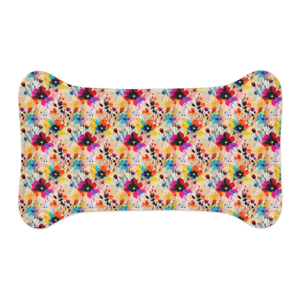 Confettis de fleurs sauvages en aquarelle - Tapis d'alimentation pour animaux Pet Ze