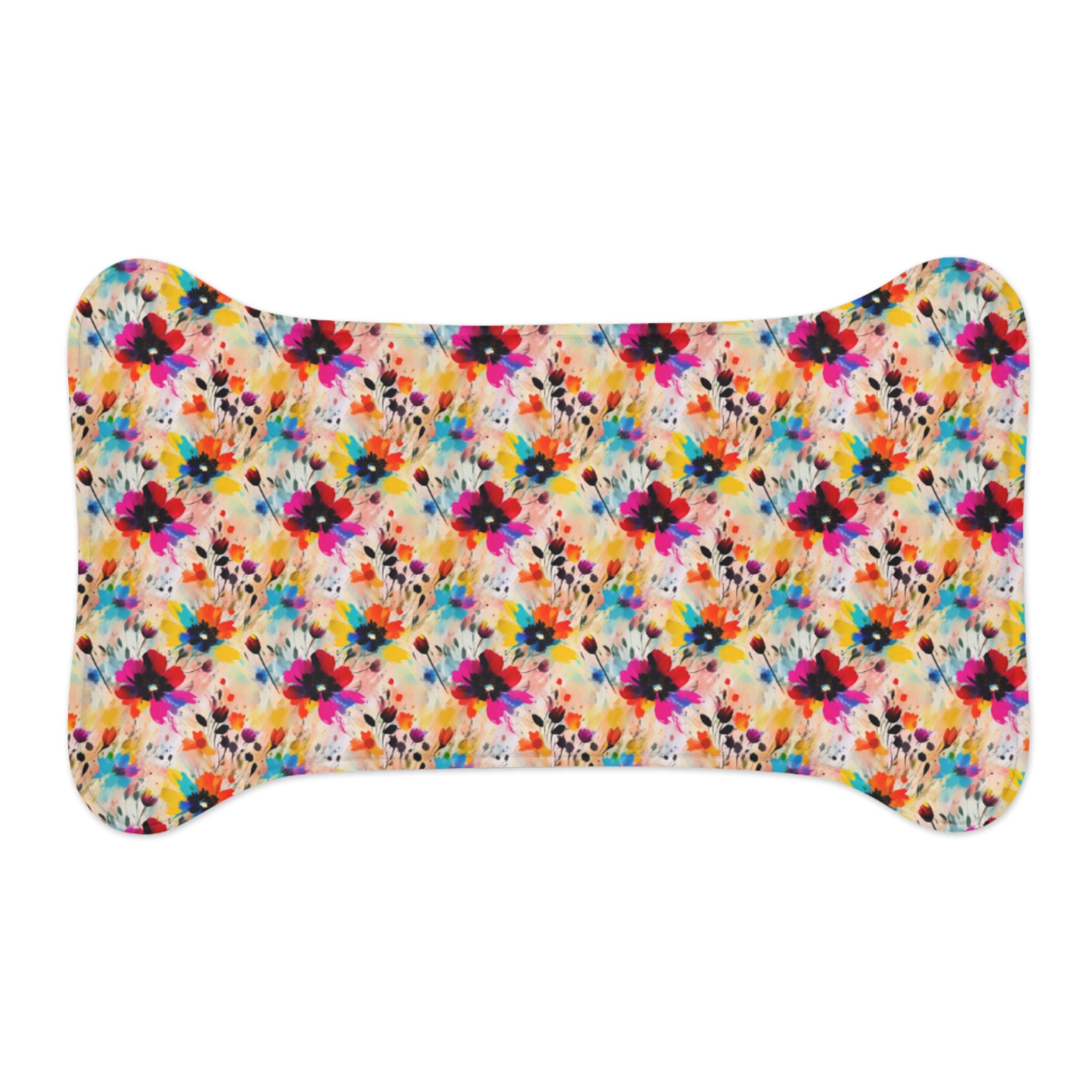 Confettis de fleurs sauvages en aquarelle - Tapis d'alimentation pour animaux Pet Ze