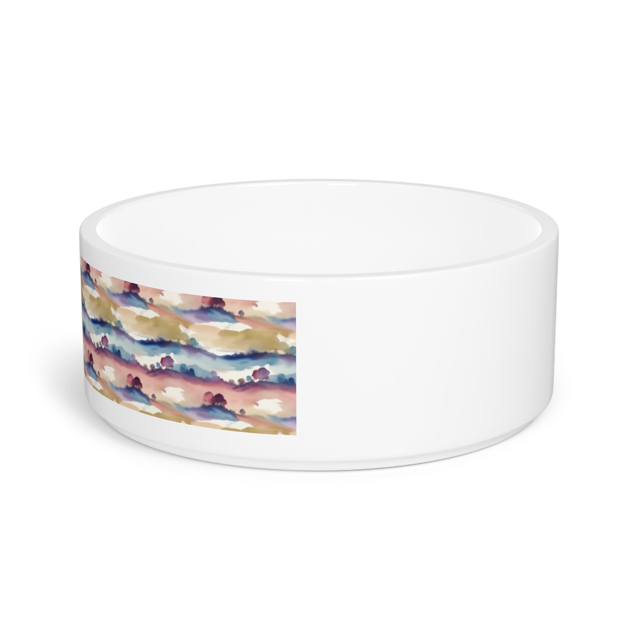 Gamelle pour animaux de compagnie à rayures aquarelle Horizon dans les tons crépuscule et écume de mer