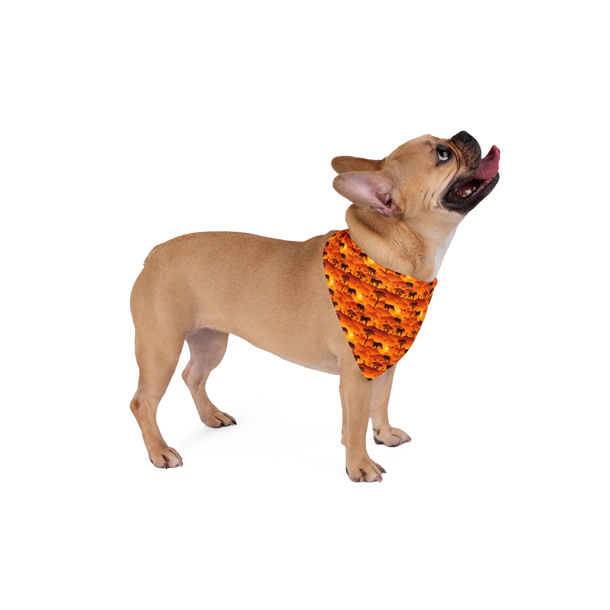 Tapiz del Atardecer en la Sabana: Elefantes y Acacias en un Horizonte Infinito - Bandana para Mascotas Pet Zen