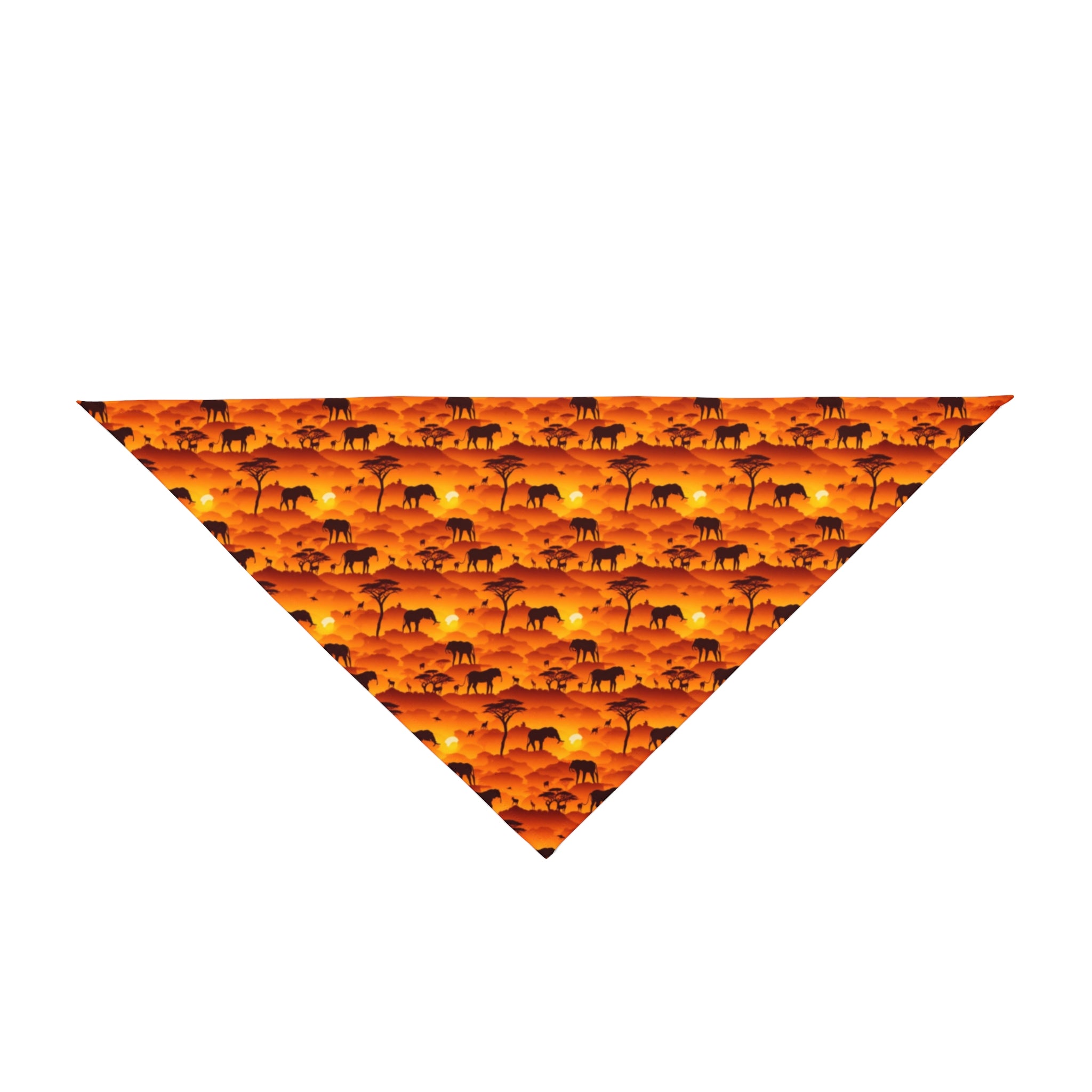 Tapiz del Atardecer en la Sabana: Elefantes y Acacias en un Horizonte Infinito - Bandana para Mascotas Pet Zen