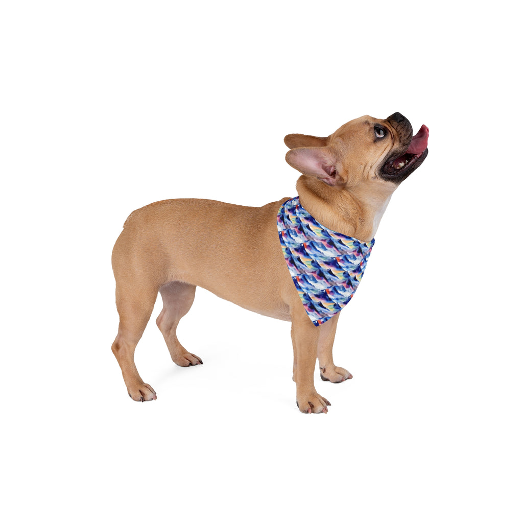 Vagues de montagne aquarelles infinies - Bandana pour animaux de compagnie Pet Zen