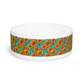 Sunflower Kaleidoscope on Turquoise Waves - Pet Bowl