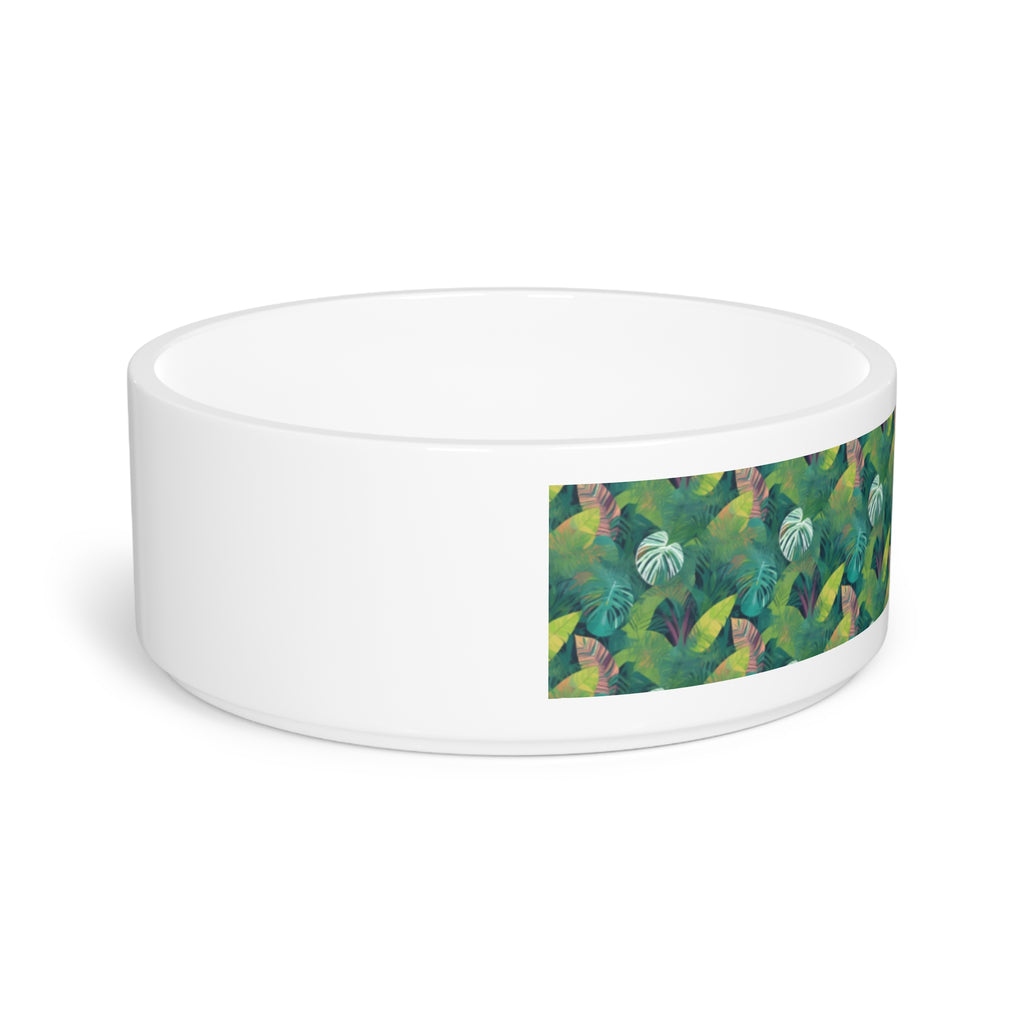 Gamelle pour animaux de compagnie à motif de feuilles tropicales émeraude