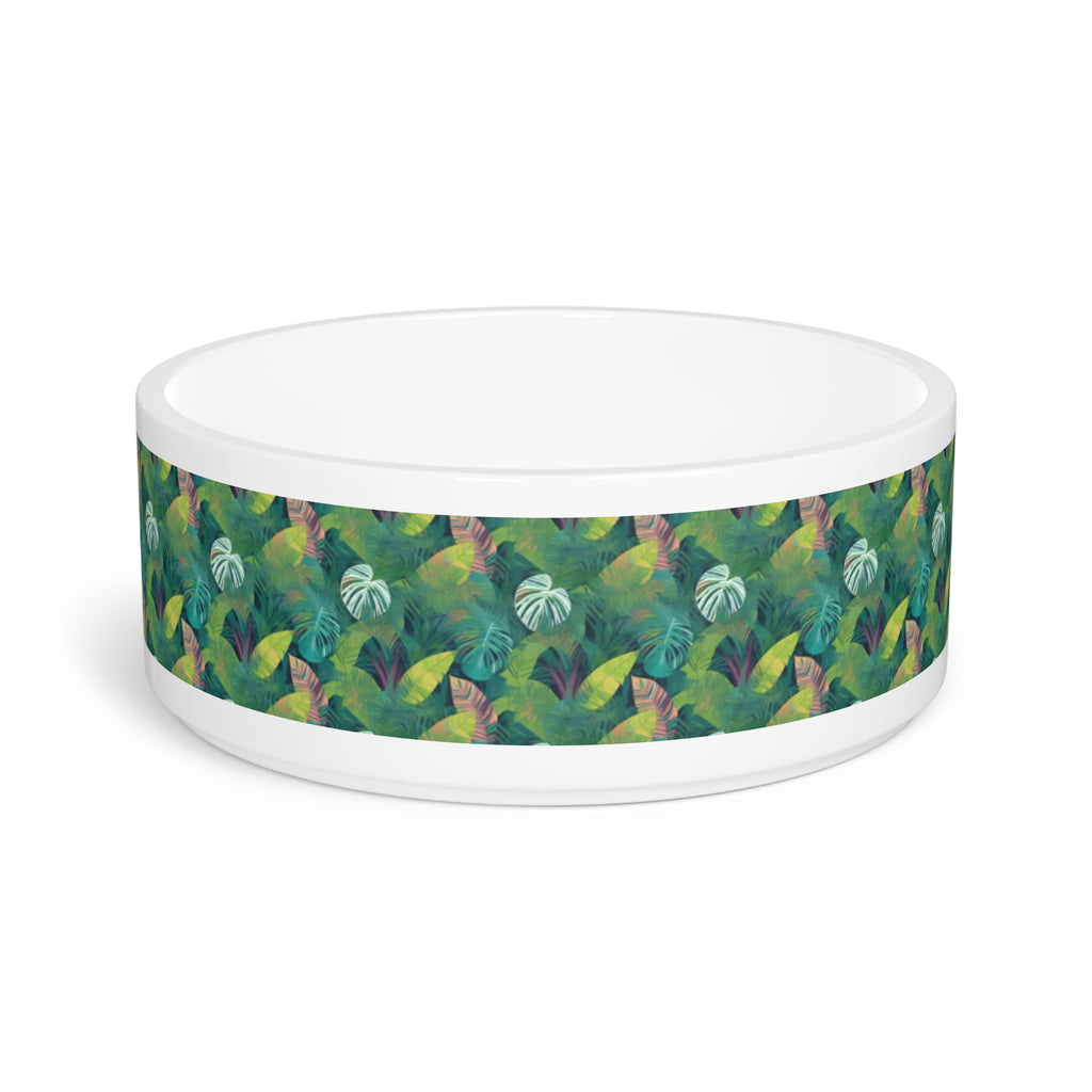 Gamelle pour animaux de compagnie à motif de feuilles tropicales émeraude
