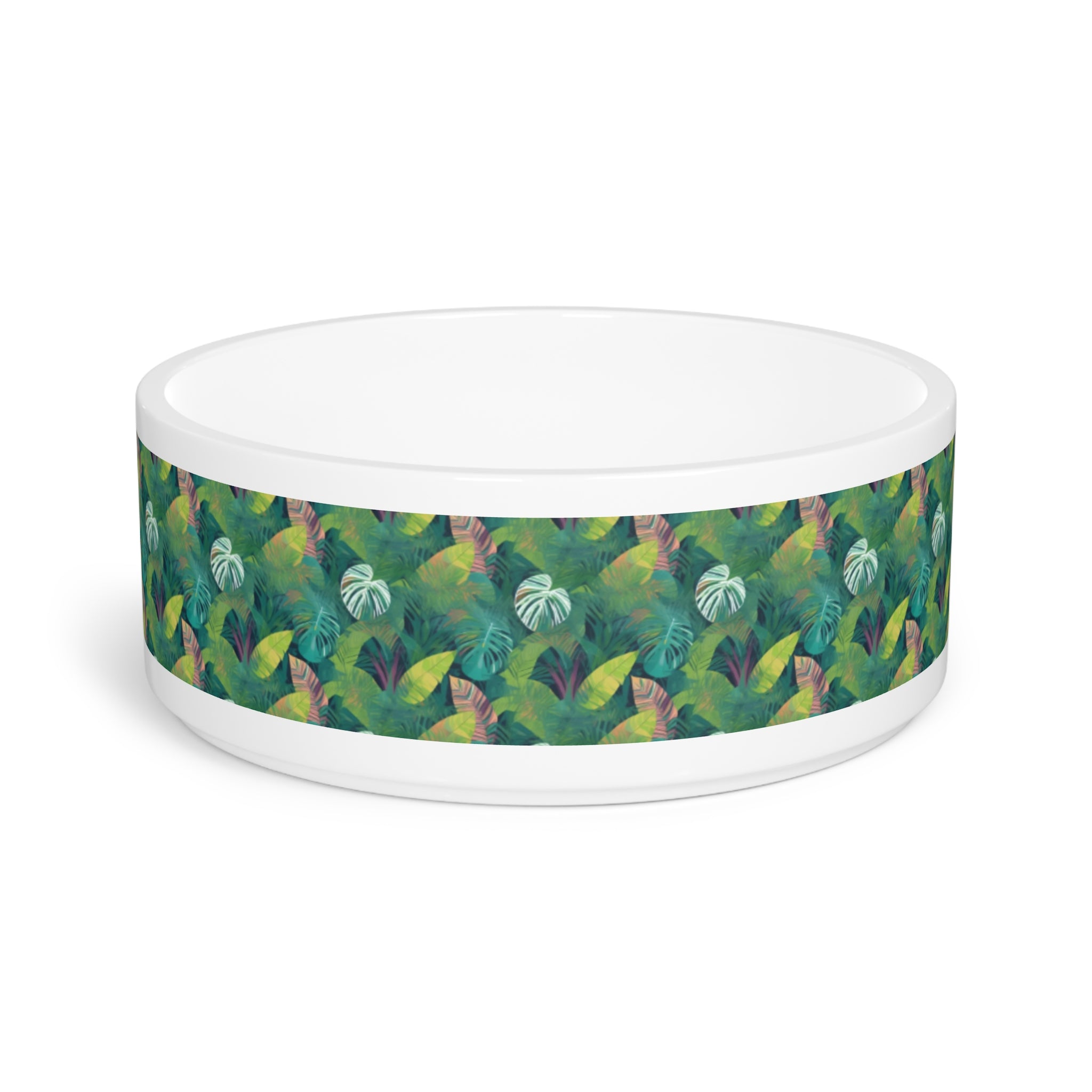 Gamelle pour animaux de compagnie à motif de feuilles tropicales émeraude