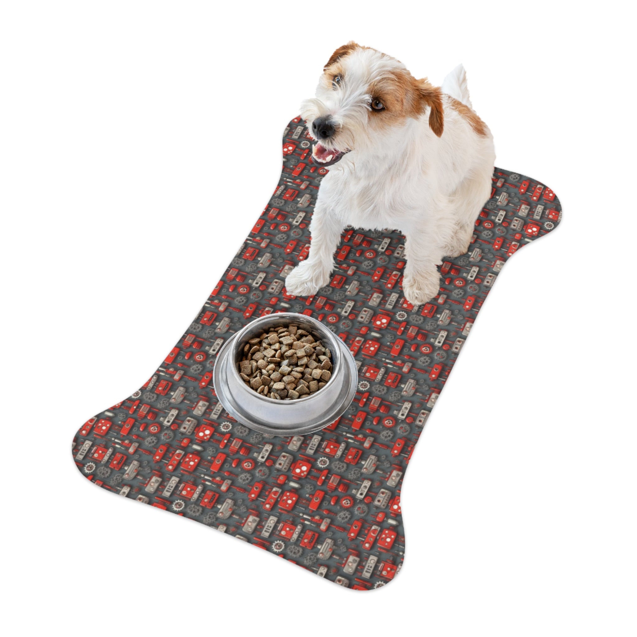 Tapis d'alimentation pour animaux Pet Ze - Motif engrenages et circuits pourpres