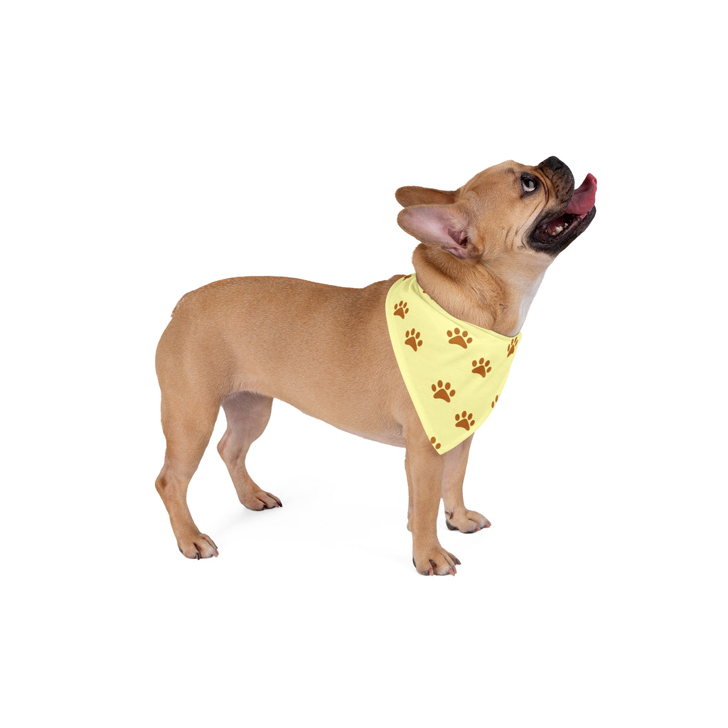 Huellas doradas sobre cielo color crema - Bandana para mascotas Pet Zen