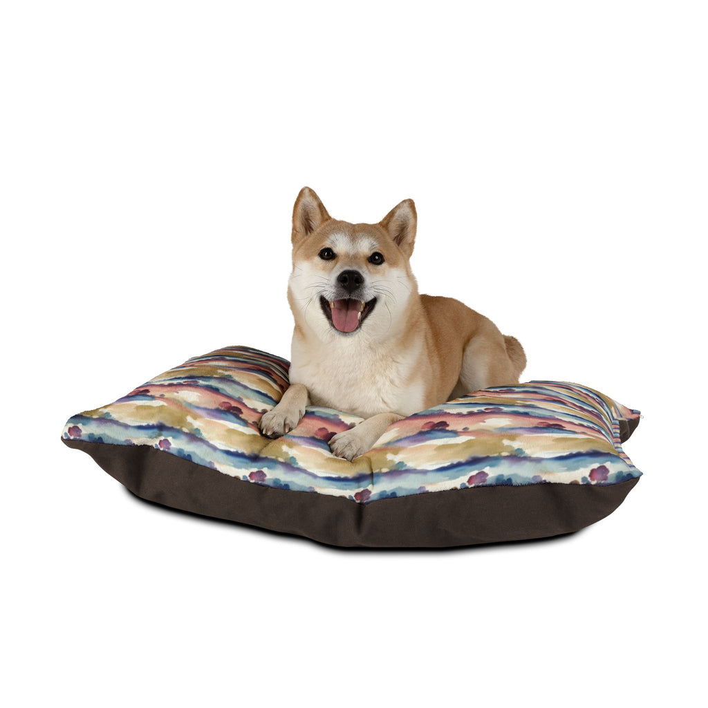 Rayas de acuarela en el horizonte en tonos crepusculares y espuma de mar - Cama para mascotas Pet Zen