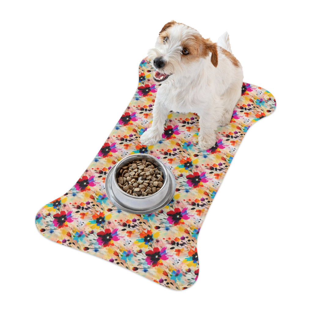 Confettis de fleurs sauvages en aquarelle - Tapis d'alimentation pour animaux Pet Ze