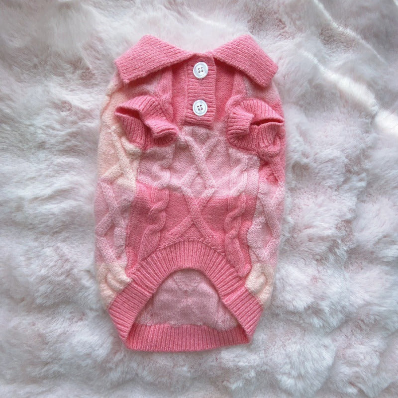 Plaid POLO-collar Cardigan Sweater For Small And Medium-sized Pets