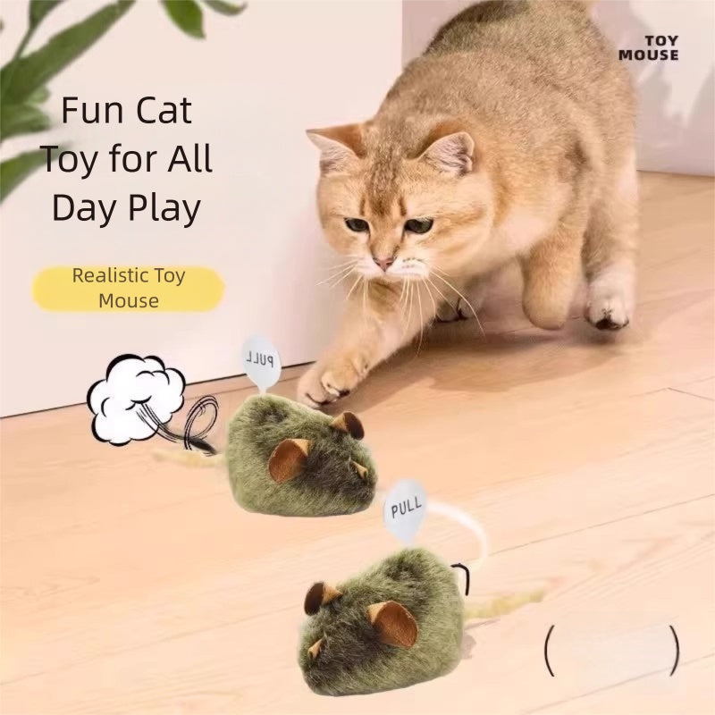 Funny Plush Mice Cat Toy Simulation Mouse Kitten Toy Bite-resistant Automatic Chirping Interactive Cat Chew Toy