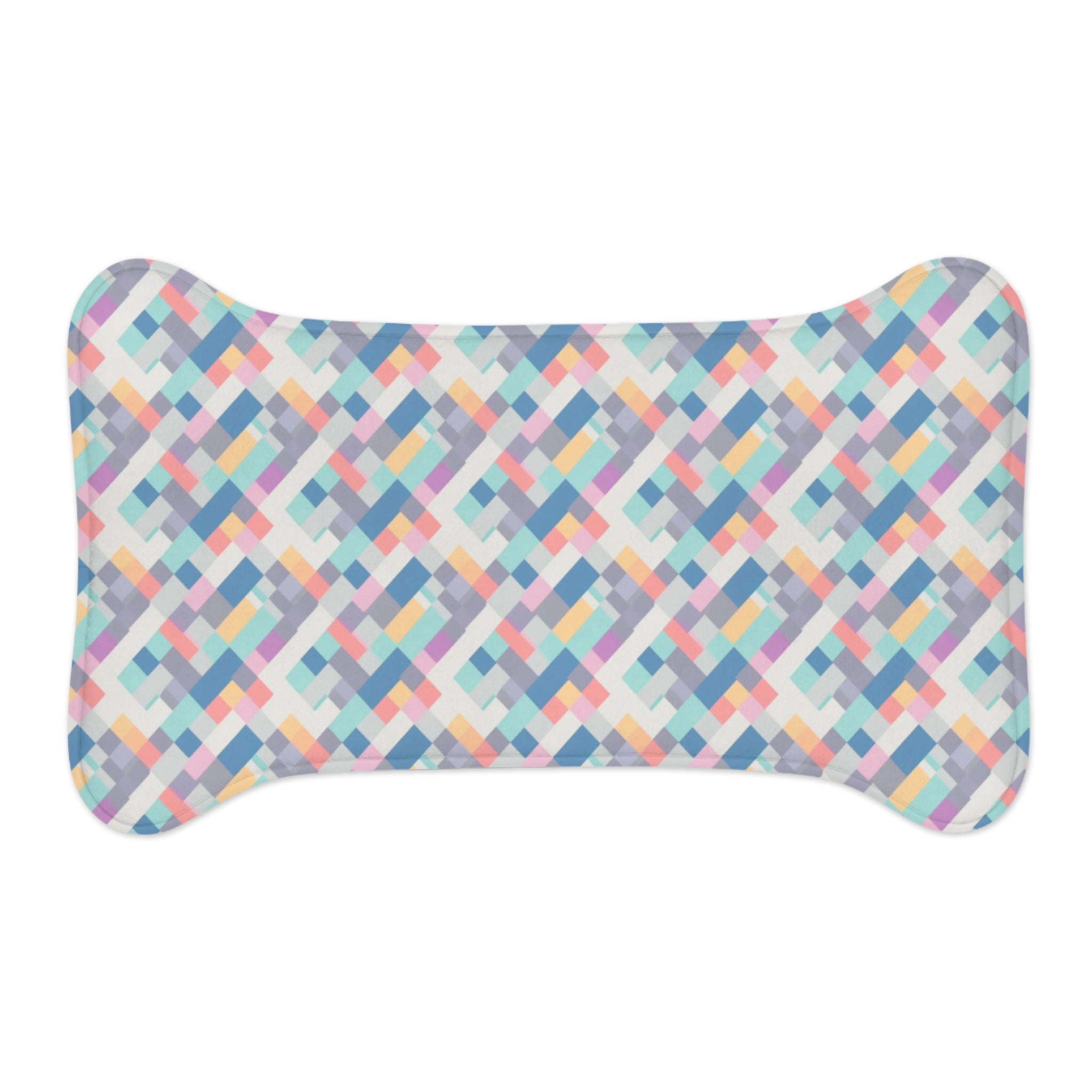 Tapis d'alimentation pour animaux Pet Ze, motif pixel pastel tissé en diagonale harmonieuse