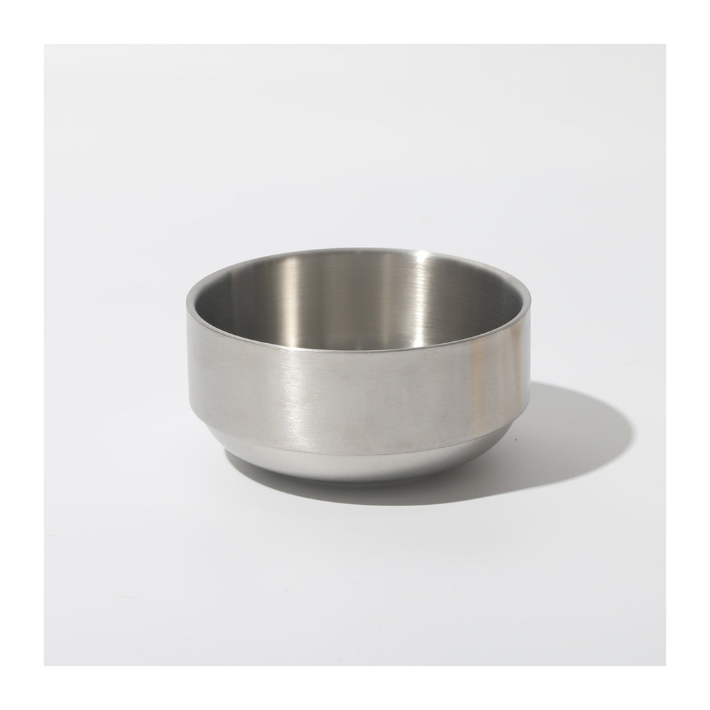 Stainless Steel Cat Bowl On A Raised Wooden Stand To Prevent Tipping