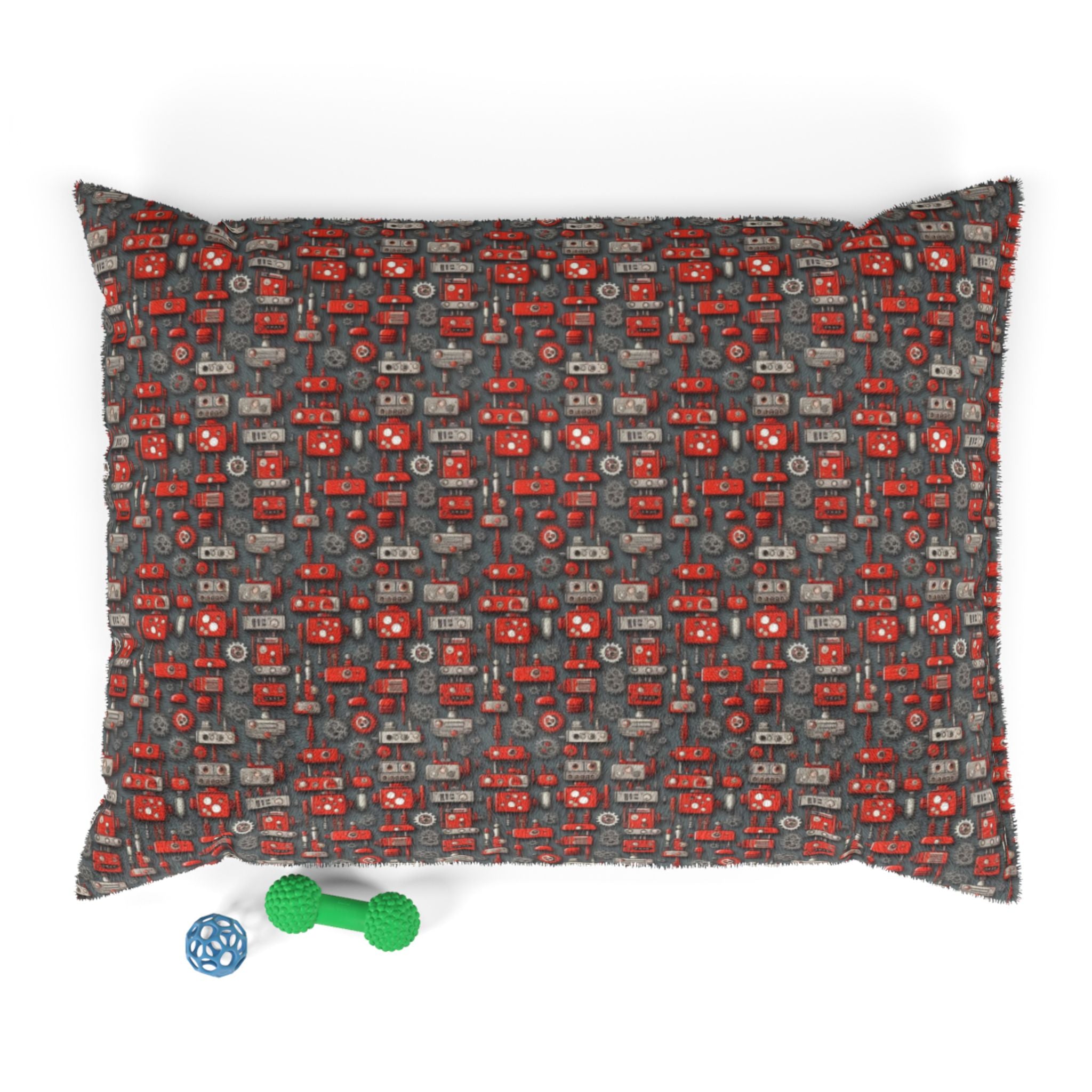 Crimson Cogs and Circuitry Pattern - Pet Bed Pet Zen