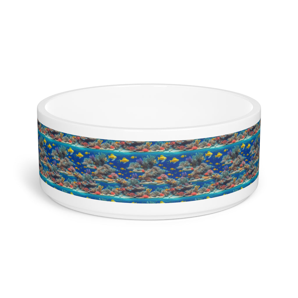Mosaïque récifale ensoleillée avec bancs de poissons dorés - Gamelle pour animaux