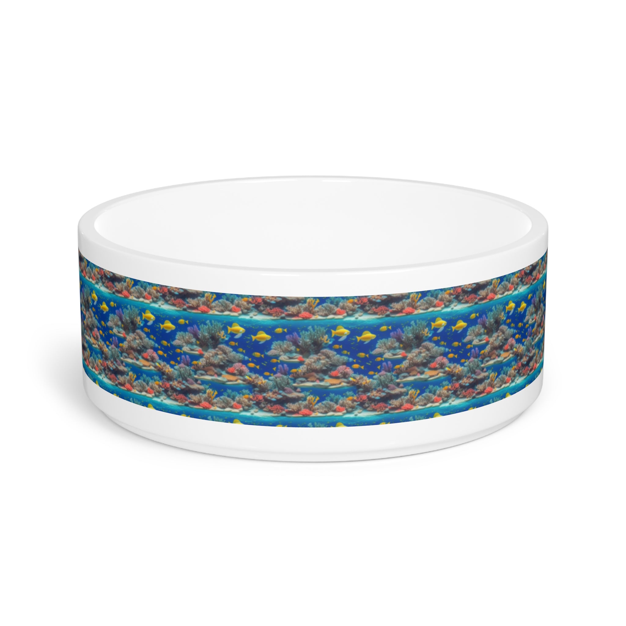 Mosaïque récifale ensoleillée avec bancs de poissons dorés - Gamelle pour animaux