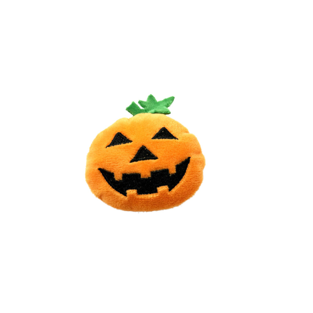 Pumpkin Ghost Face Shape Halloween Cat Toy Bite-resistant Molar Relieving Stuffy Pet