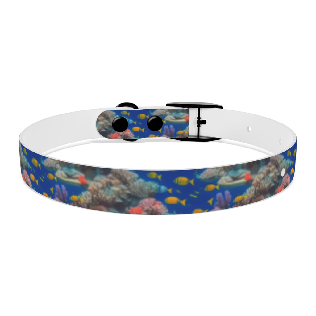 Mosaico de arrecife iluminado por el sol con bancos de peces dorados - Collar para mascotas Pet Zen