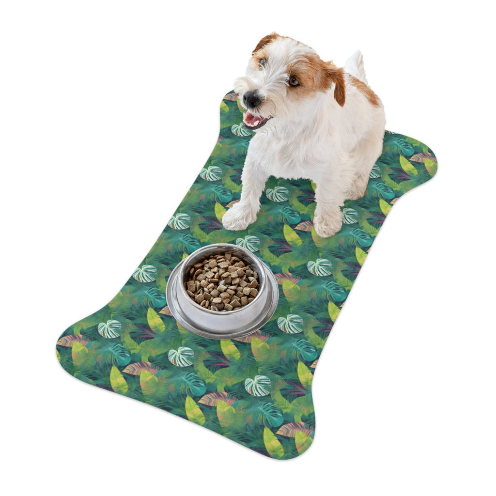 Patrón de dosel esmeralda de hojas tropicales - Tapete de alimentación para mascotas Pet Ze