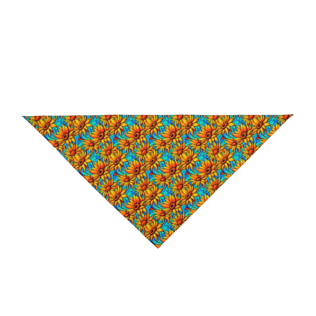 Caleidoscopio de girasoles sobre ondas turquesas - Bandana para mascotas Pet Zen