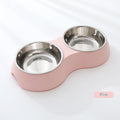 Pet Stainless Steel Double Bowl Dog Feeder In Macaron Colors