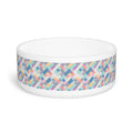 Pastel Pixel Weave in Diagonal Harmony - Pet Bowl