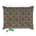 Flores carmesí sobre brocado vintage verde azulado - Cama para mascotas Pet Zen