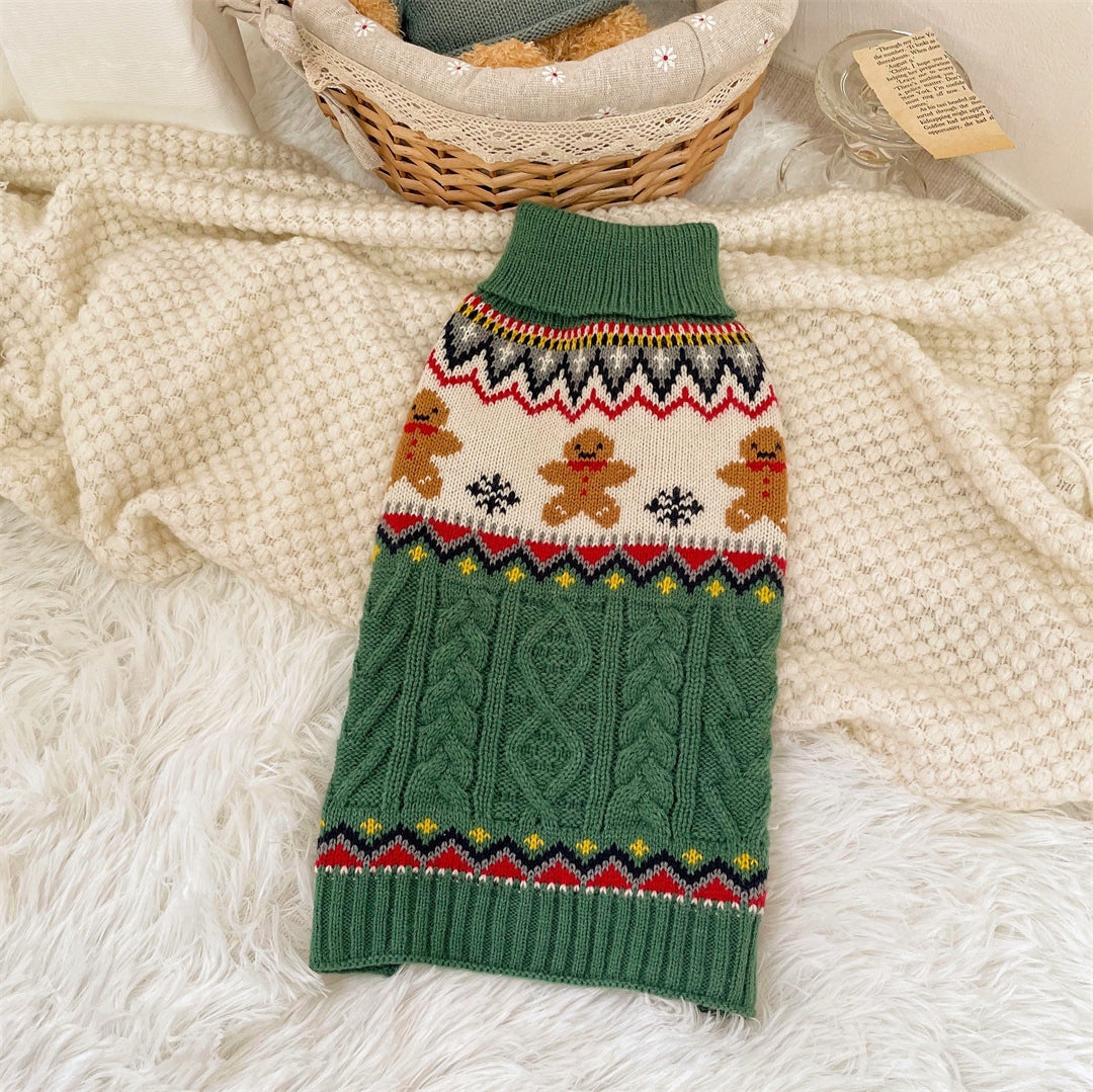 Red And Green Gingerbread Man Reindeer Christmas Pet Sweater