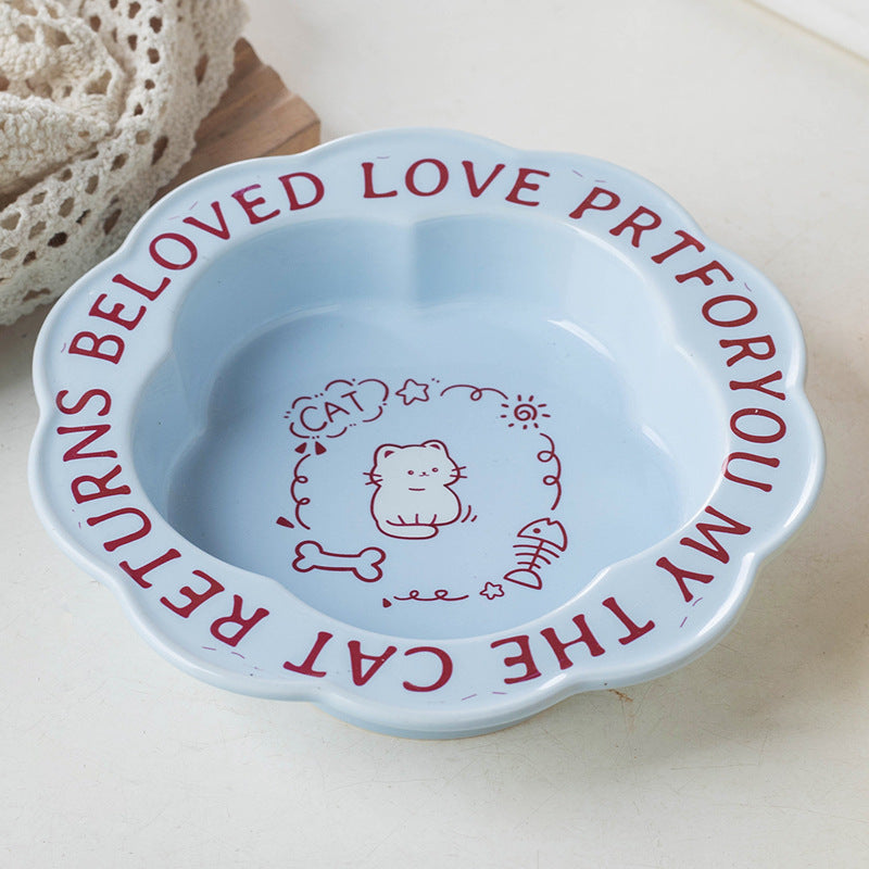 Neck Anti-tumble Acrylic Lace Ceramic Cat Bowl