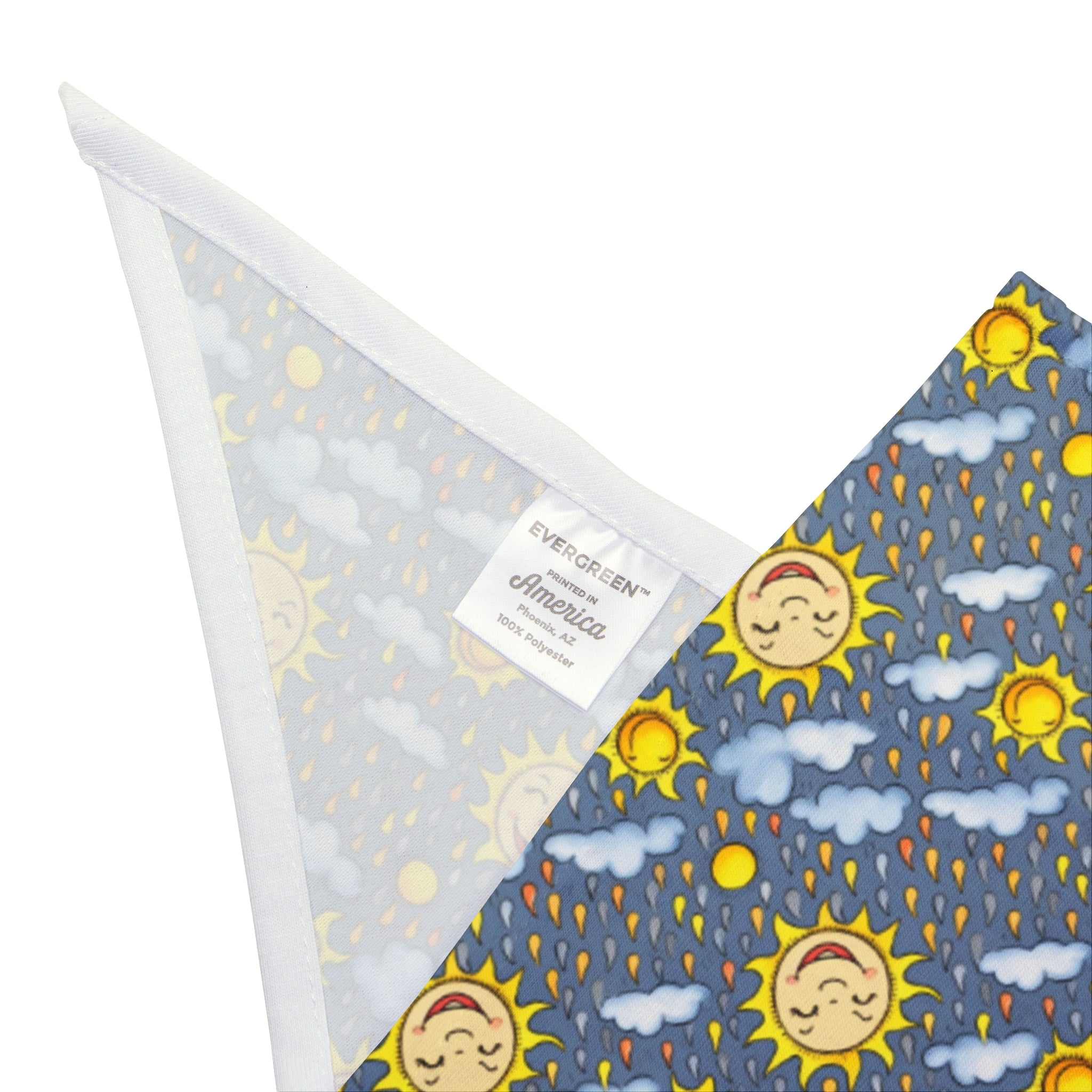 Motif soleils souriants dans un ciel pluvieux - Bandana pour animaux de compagnie Pet Zen