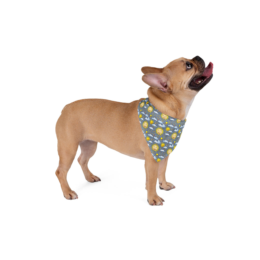 Motif soleils souriants dans un ciel pluvieux - Bandana pour animaux de compagnie Pet Zen