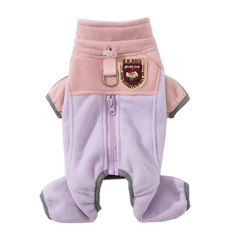 Winter Warm Fleece, Light Outdoor Color-blocking Polar Fleece, Small Dog Warm Four-legged Fleece, Pet Clothing