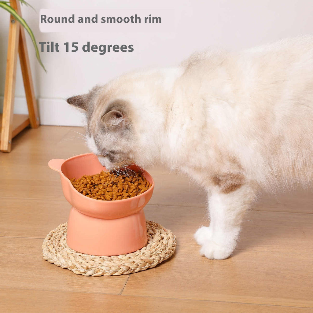 Oblique High Foot Neck Protection Anti-tumble Cat Pet Bowl
