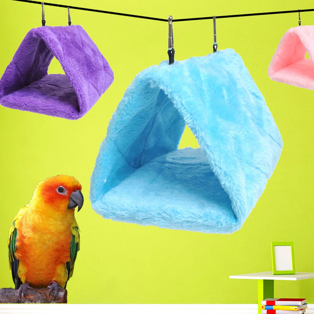 1PC Parrot Triangle Hammock - Pure Color Parrot Parrotlet Winter Warmth Cotton Nest Hanging Cage Hanging Suspension Nest