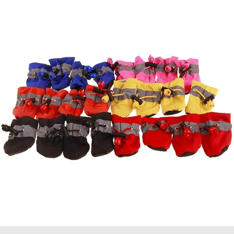 Lot de 4 Chaussures imperméables antidérapantes pour chiens et chats de petite taille, Bottes de pluie, Chaussures pour chiots, Chaussons pour animaux de compagnie, Accessoires pour pattes d'animaux
