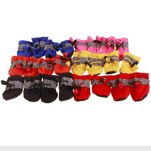 Lot de 4 Chaussures imperméables antidérapantes pour chiens et chats de petite taille, Bottes de pluie, Chaussures pour chiots, Chaussons pour animaux de compagnie, Accessoires pour pattes d'animaux