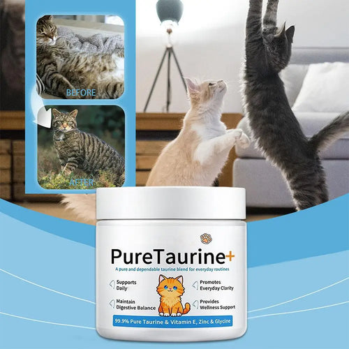 200 g de taurina para gatos, suplemento en polvo de taurina, apoya la salud cardíaca y mantiene los suplementos nutricionales diarios