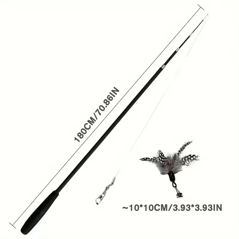 Interactive Long Extendable Pole Cat Toy with Artificial Feathers Pet Supplies for Cats Pet Toy