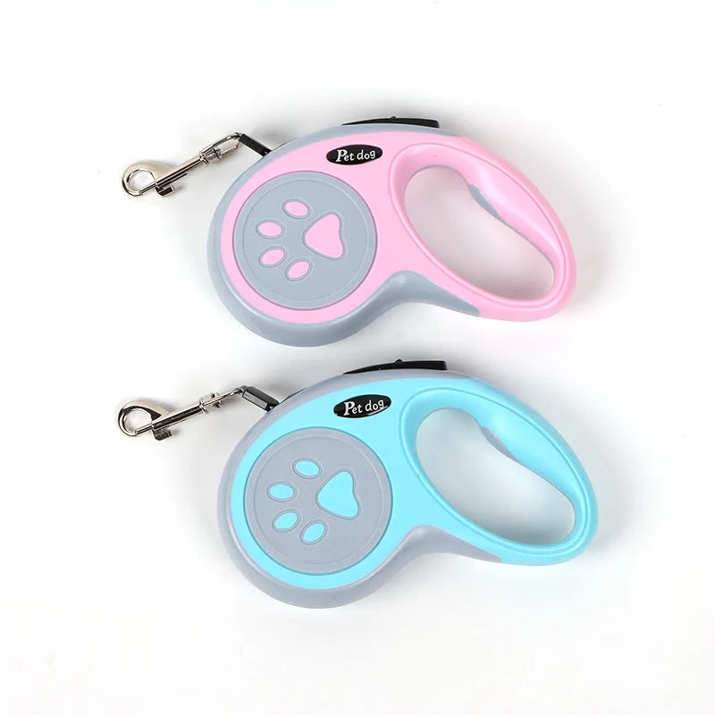 Laisse de 3m 5m en nylon rétractable automatique pour chien, durable, pour chat, sangle extensible pour chiot, traction en roulette pour la promenade et la course de petits chiens