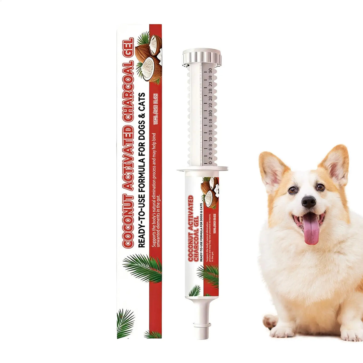 Gel de soin pour animaux à la coquille de noix de coco pour chien et chat : soutien intestinal, supplément pour la santé digestive, soulagement, équilibre digestif, soin de la flore intestinale