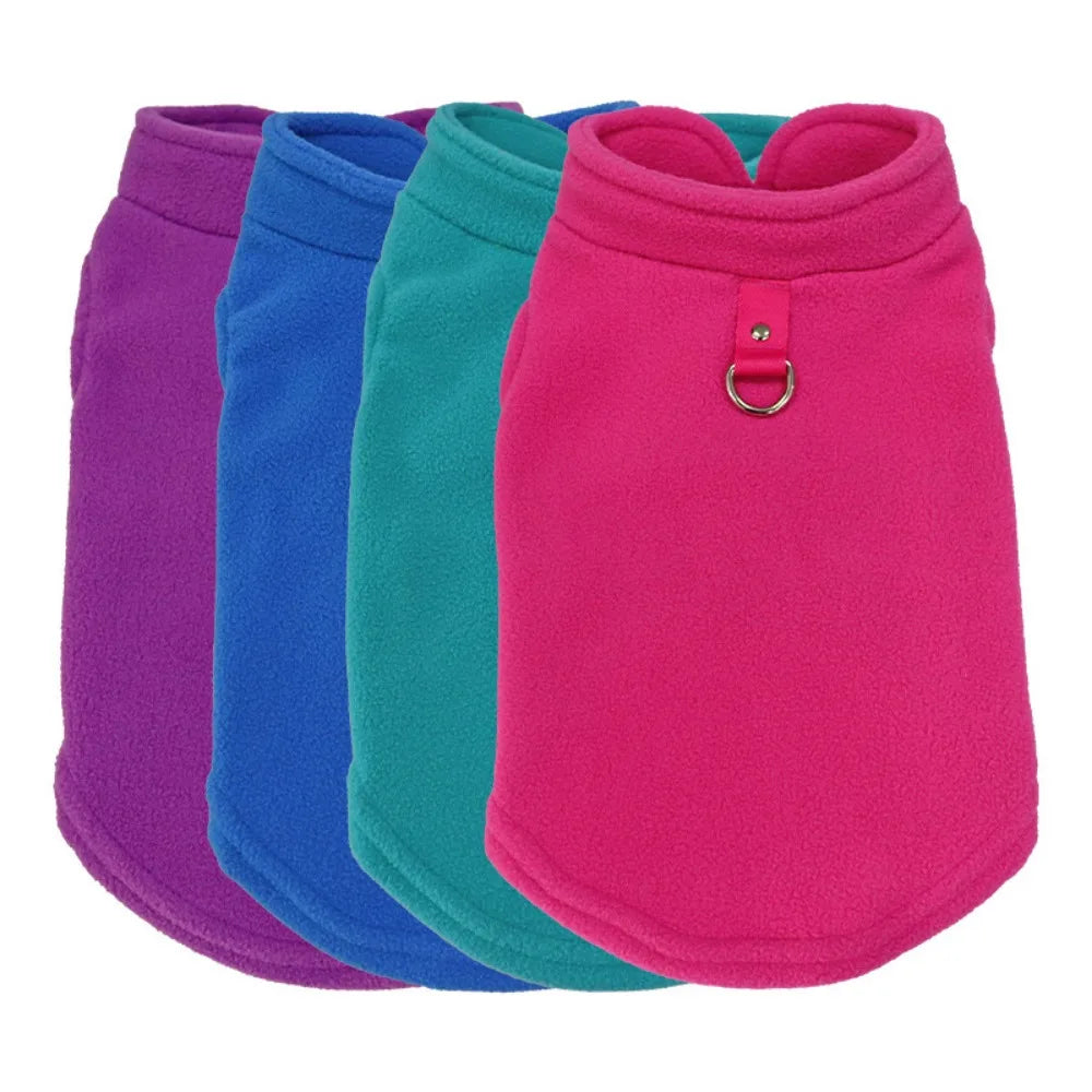 Europa, América, ropa para mascotas de Amazon, ropa para perros, chaleco polar engrosado de color liso, correa de tracción, suministros para mascotas en stock