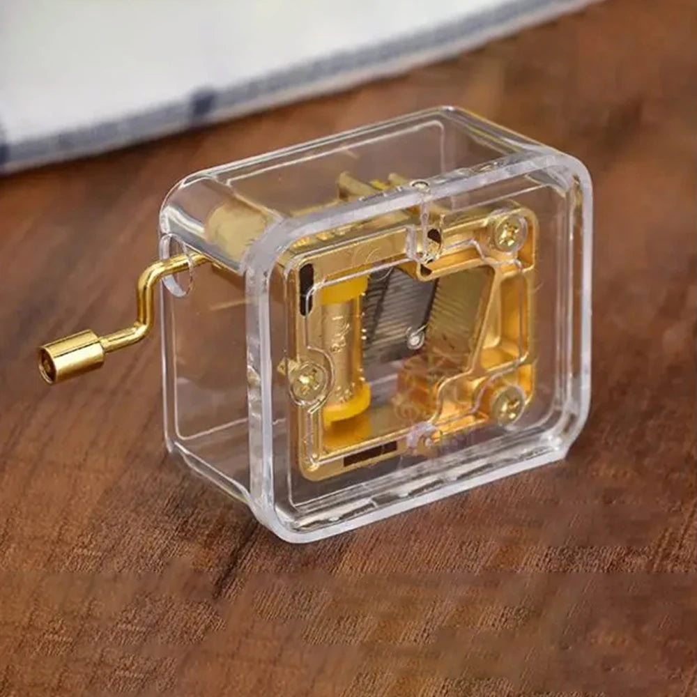 1PC Creative Gift Valentine'S Day Graduation Gift Gold-Plated Hand-Cranked Music Box Music Bell Music Box Movement