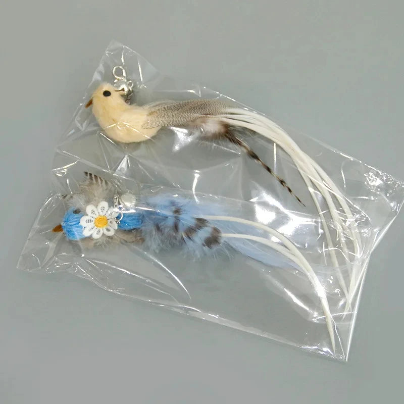 Baguette amusante en plumes d'oiseau pour chat avec accessoires de cloche, jouets interactifs pour chats, chatons, chasse, teaser, exercice, produits pour animaux de compagnie