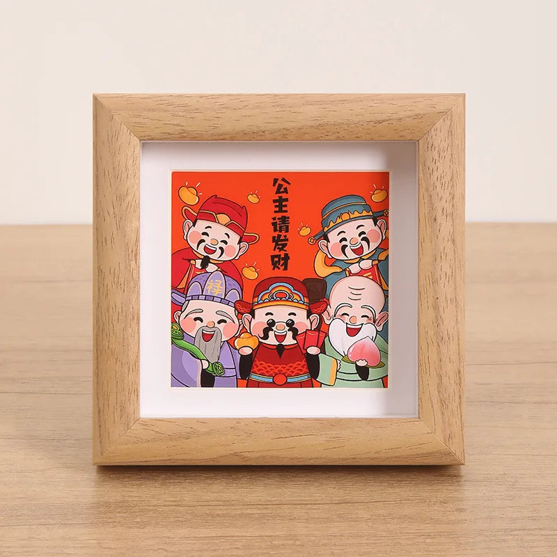 10*10cm Picture Frame Natural Woodgrain Wall Hanging Large Picture Frame for Photos Posters Art Prints（random Style）