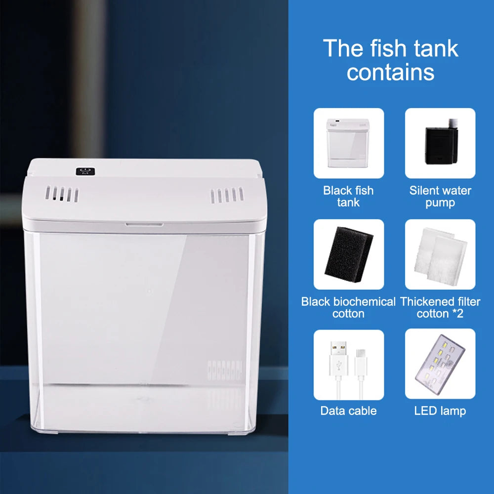 1PC Household fish tank, living room, small mini betta fish tank, desktop ecological tank