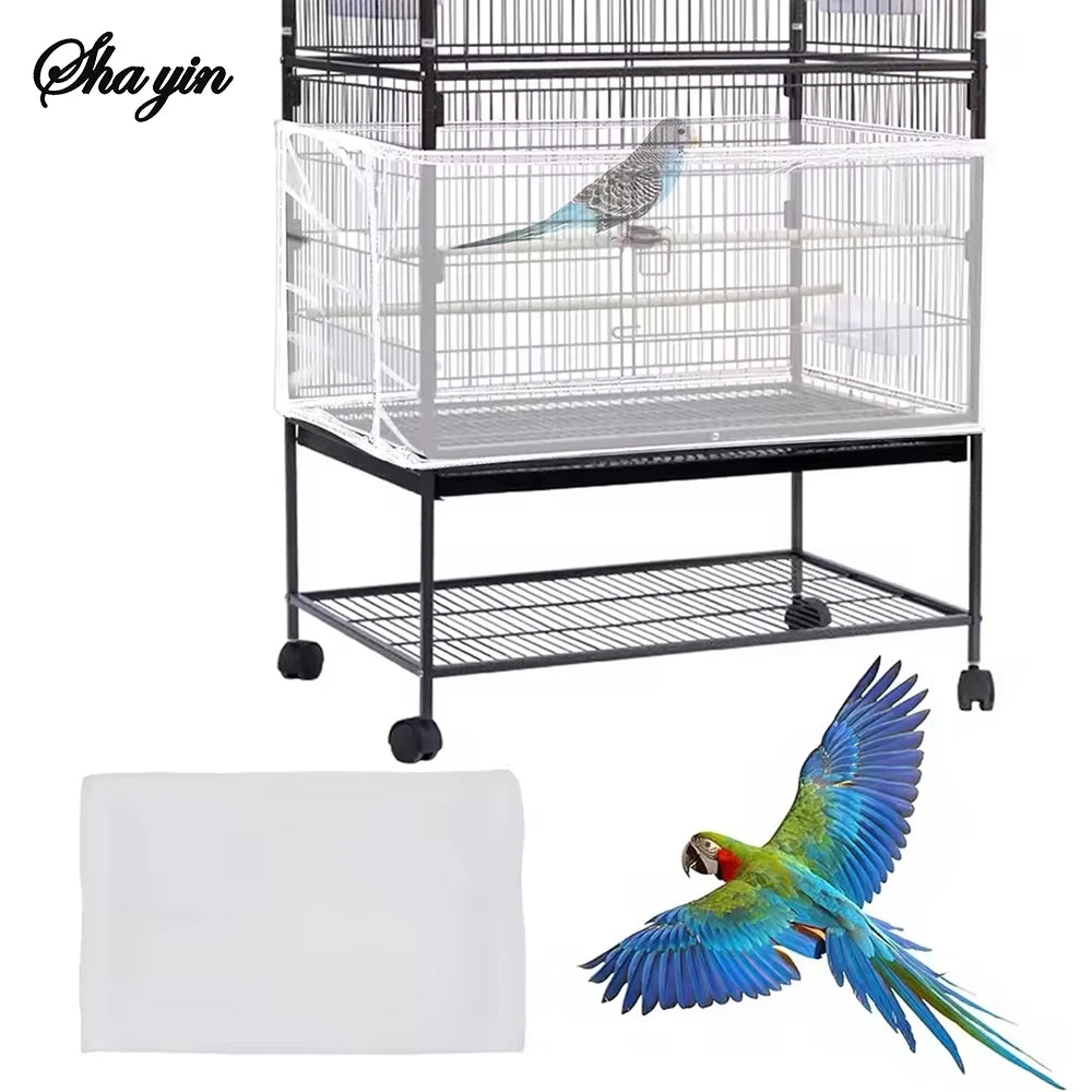 1PC Square round Bird Cage Clothes Cover Splash Proof Mosquito Net Screen Parrot Protection Net Cage Accessory
