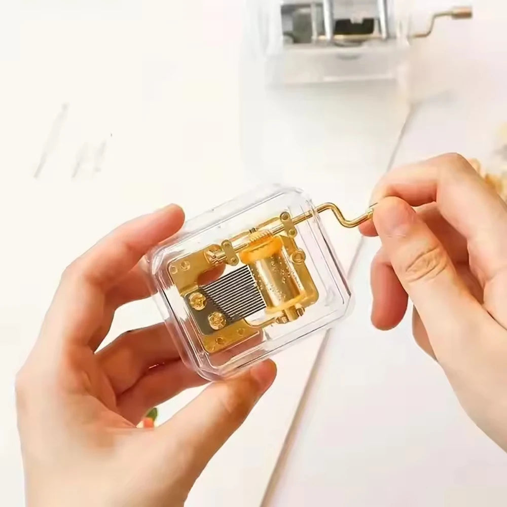 1PC Creative Gift Valentine'S Day Graduation Gift Gold-Plated Hand-Cranked Music Box Music Bell Music Box Movement