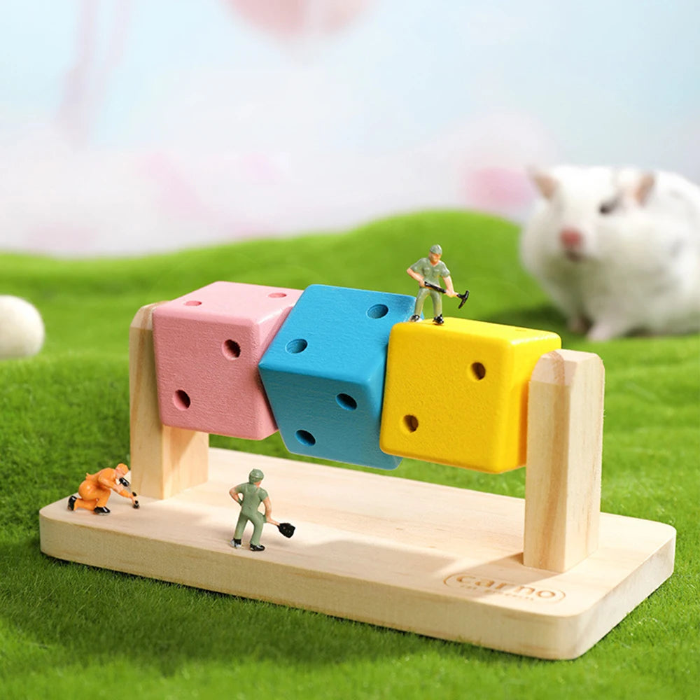 1PC Hamster Chew Toy Wood Platform Grinding Teeth Toys Exercise Intelligence Training Colorful Wooden Block for Small Animals