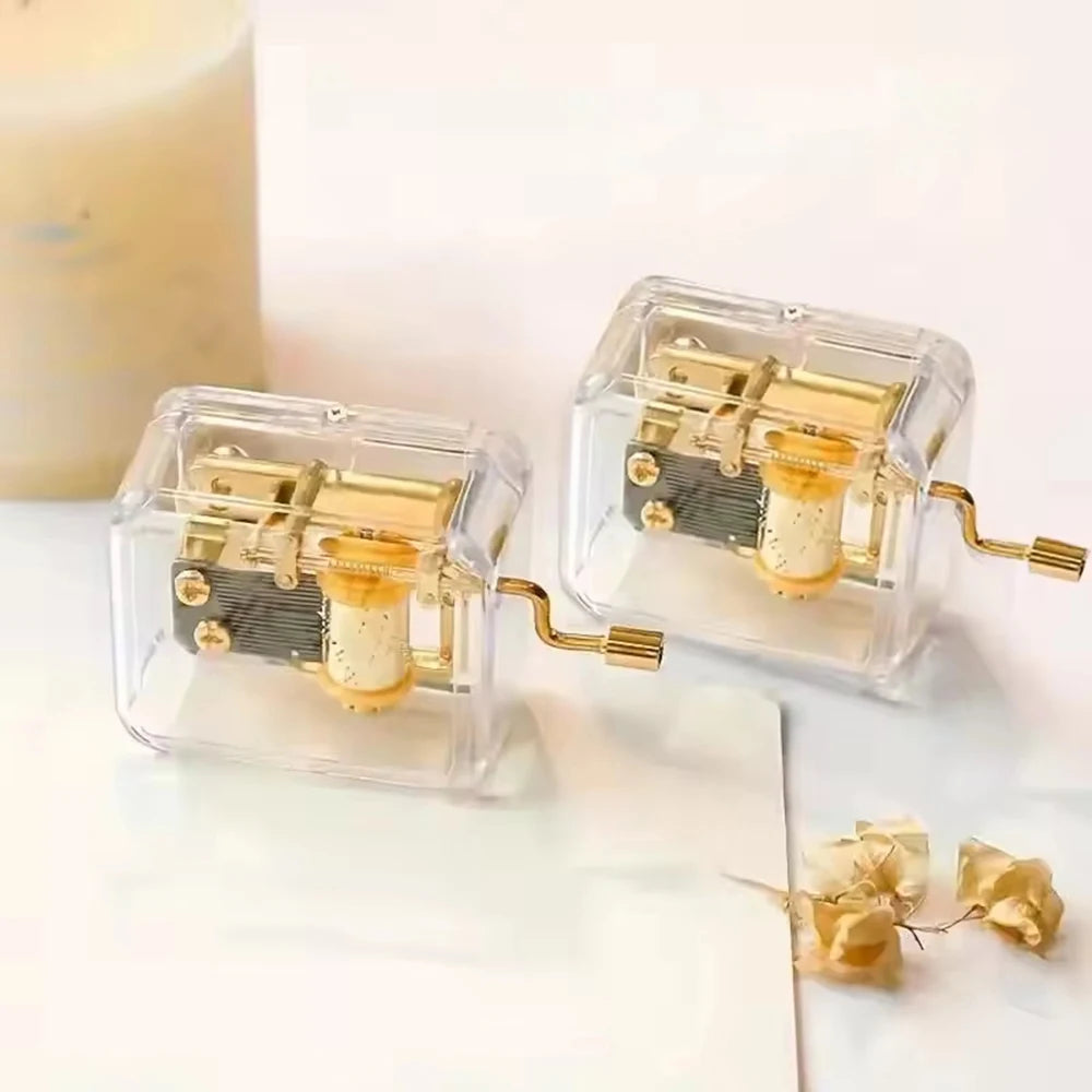1PC Creative Gift Valentine'S Day Graduation Gift Gold-Plated Hand-Cranked Music Box Music Bell Music Box Movement